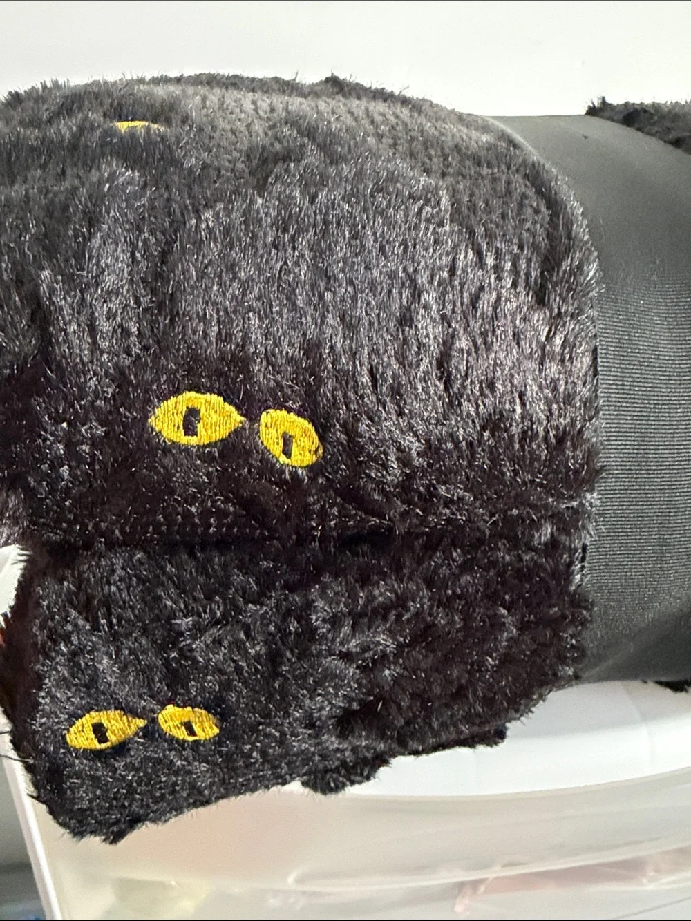 Embroidery Faux Fur Throw Black Cat with yellow Eyes Size 60”x70” New
